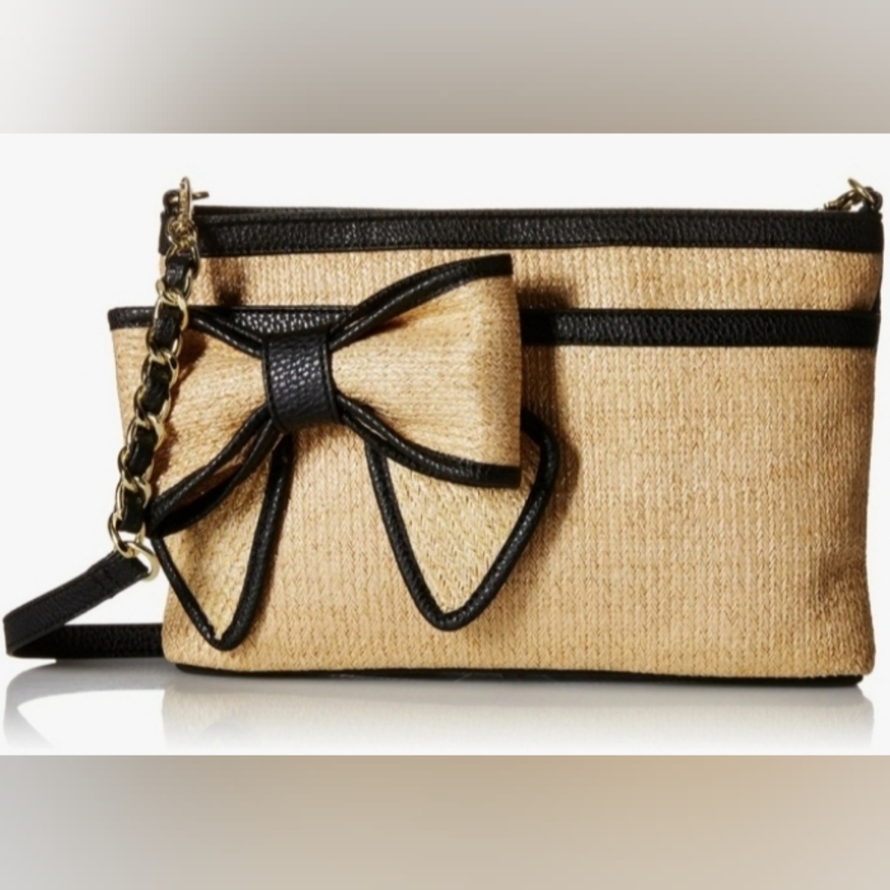 Crossbody Jessica Simpson straw and faux leather purse